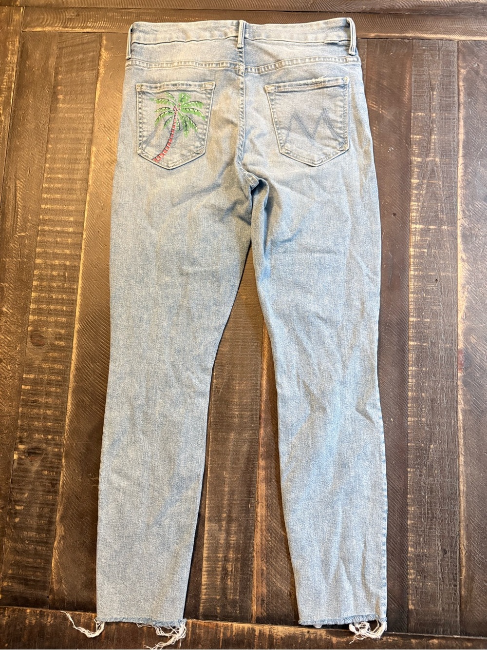 Mother Jeans Womens 29 High Waisted Looker Ankle Fray Drinking By The Pool Tree